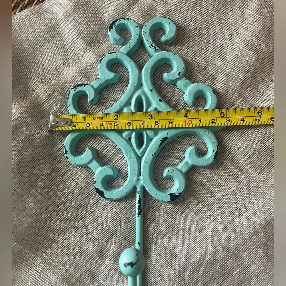Vintage Iron And Metal Turquoise Wall Hook